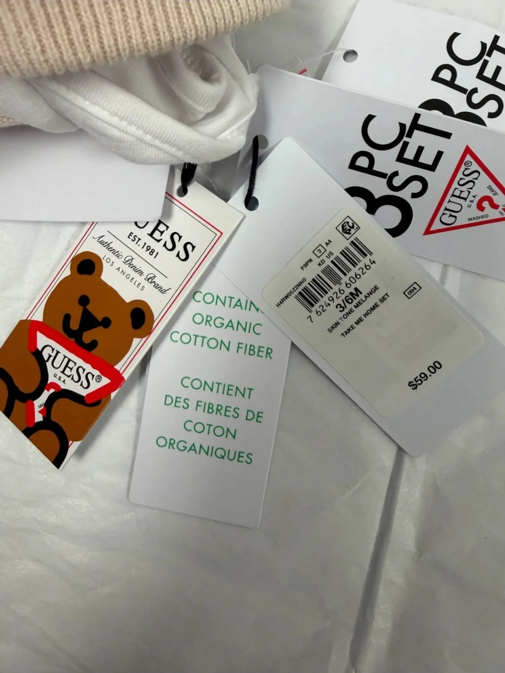 Three- Piece Guess Baby Set Size 3/6 M #858
